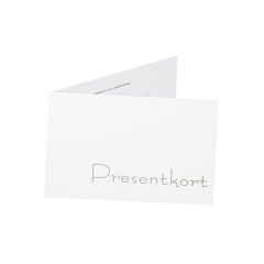 Presentkort vitt med grå text