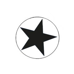 Etikett rund stjärna blank svart